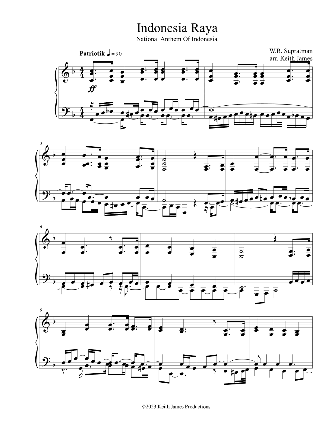 Indonesia Raya (National Anthem Of Indonesia) (arr. Keith James)