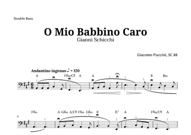 O Mio Babbino Caro by Puccini for Double Bass and Chords (arr. Langanho)