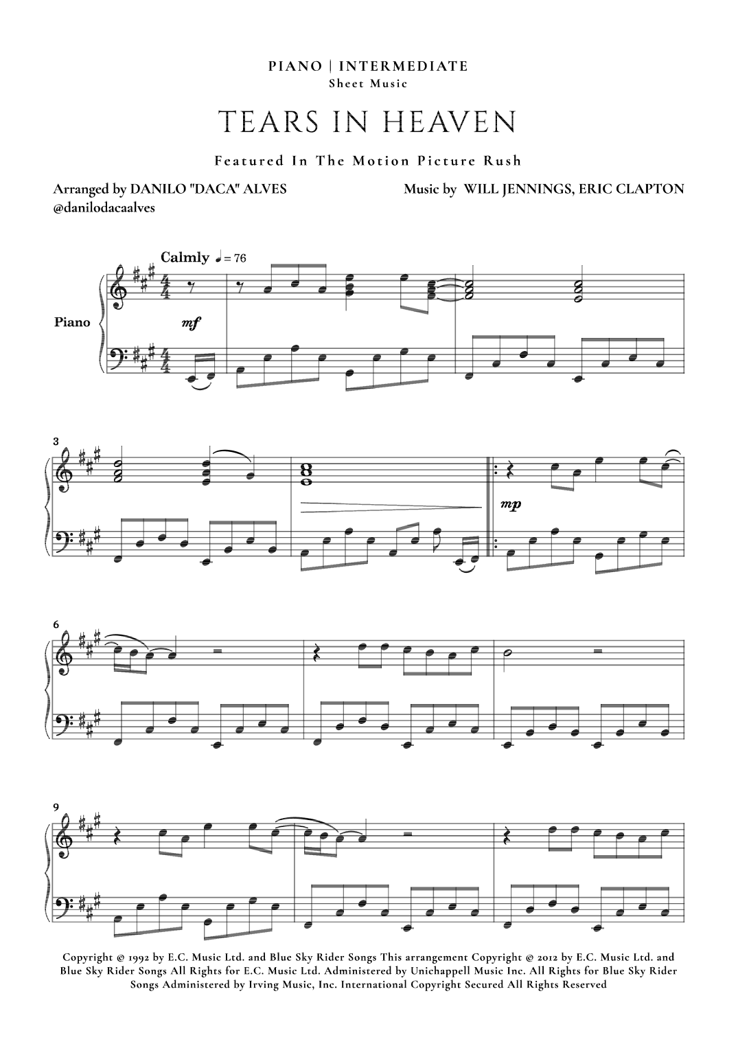 Tears In Heaven (arr. Danilo "Daca" Alves)
