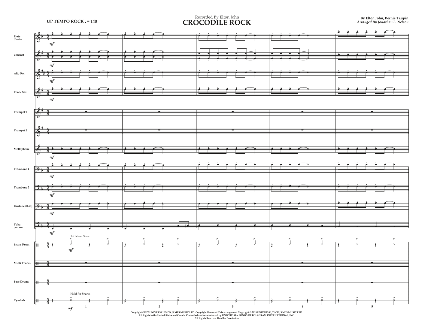 Crocodile Rock (arr. Jonathan L Nelson)