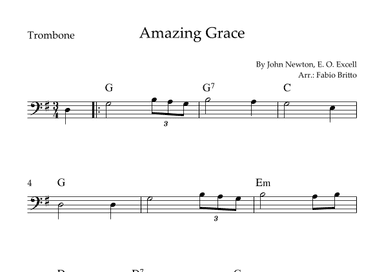 Amazing Grace for Trombone Solo with Chords (arr. Fabio Britto)