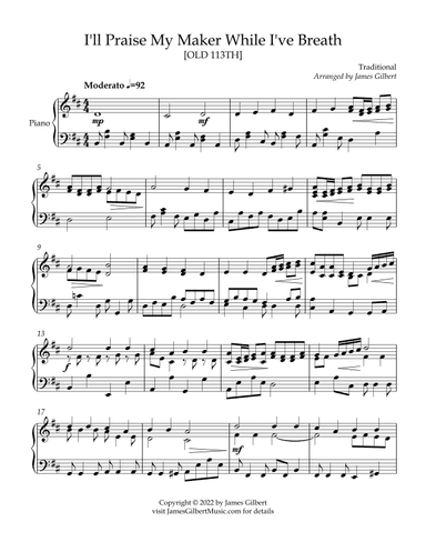 I'll Praise My Maker While I've Breath (arr. James Gilbert)