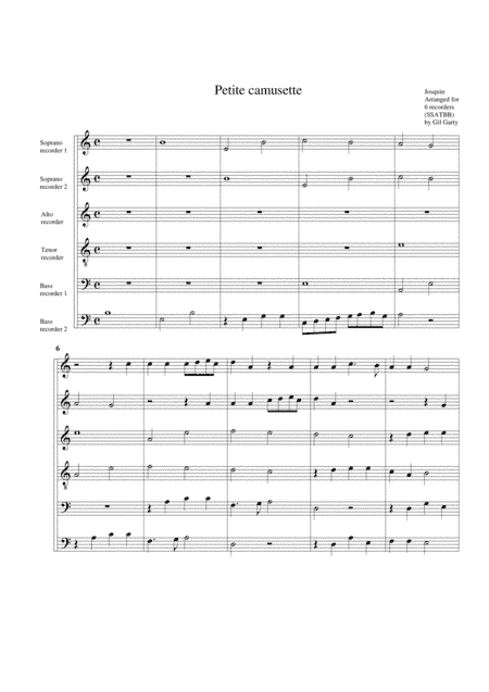 Petite camusette (arrangement for 6 recorders) (arr. Gil Garty)