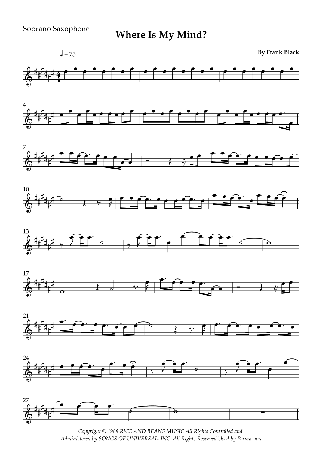 Where Is My Mind? (arr. Wesley S. SIlva)