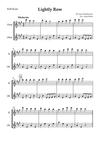 Lightly Row for Flute & Oboe Duo (arr. Fabio Britto)