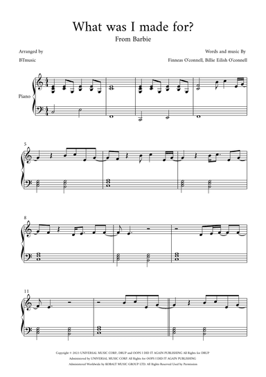 What Was I Made For? (arr. BTmusic)