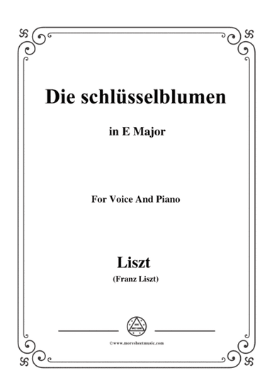 Liszt-Die schlüsselblumen in E Major,for Voice and Piano (arr. MSM)