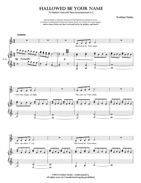 Hallowed Be Your Name (in C)