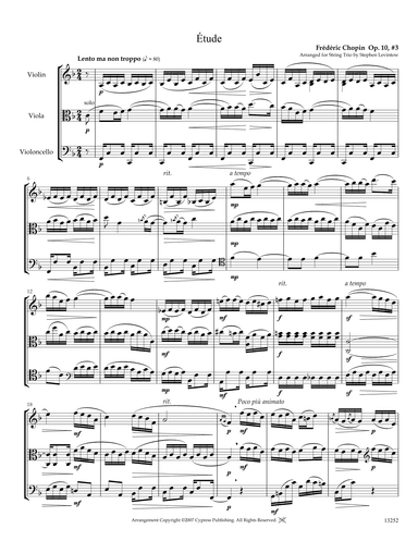 Etude Opus 10 No. 3 (arr. Stephen Levintow)