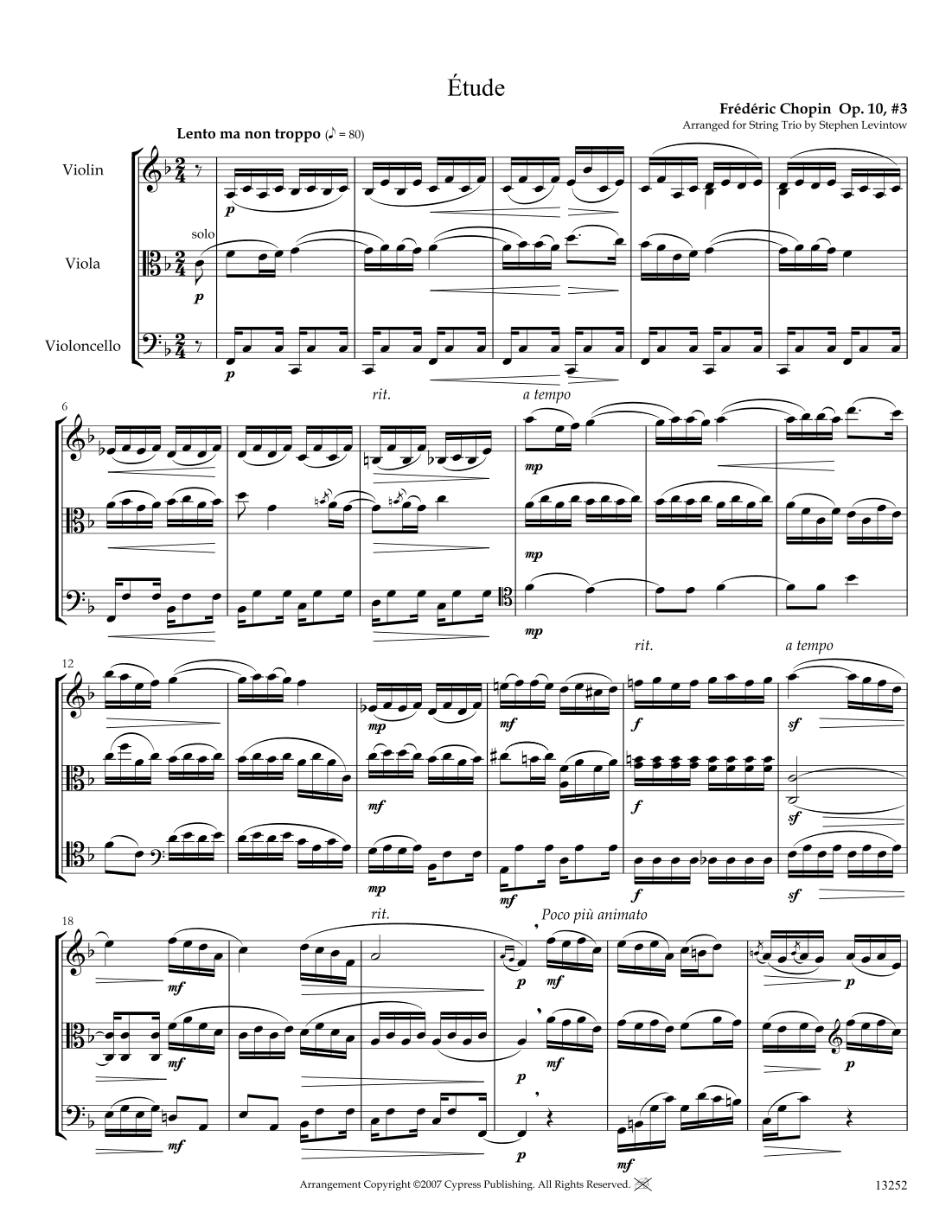 Etude Opus 10 No. 3 (arr. Stephen Levintow)