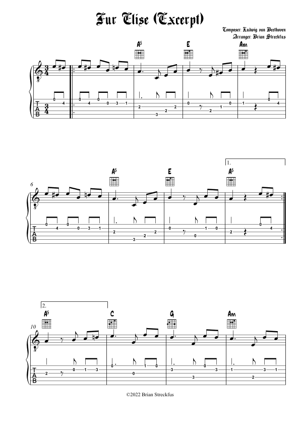 Für Elise (Excerpt) (arr. Brian Streckfus)