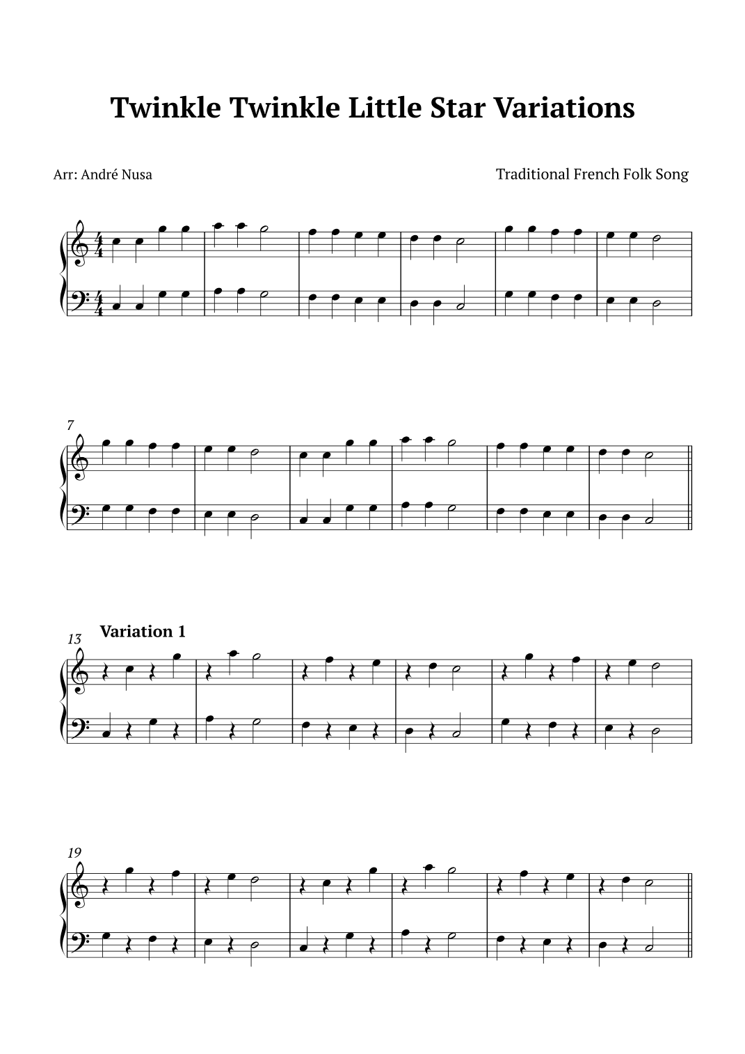 Twinkle Twinkle Little Star Variations (arr. André Nusa)