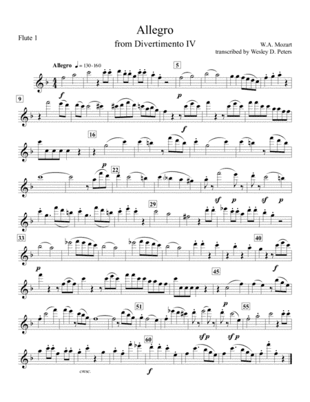 Allegro from Divertimento No. 4, K.229/439b (arr. Wesley D. Peters)