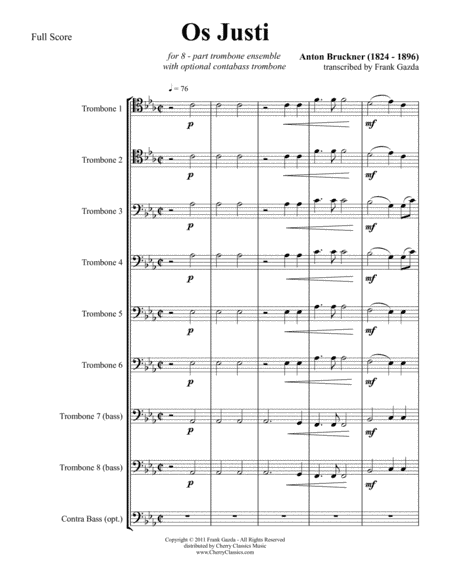 Os Justi for 8-part Trombone Ensemble (arr. Gazda, Frank)