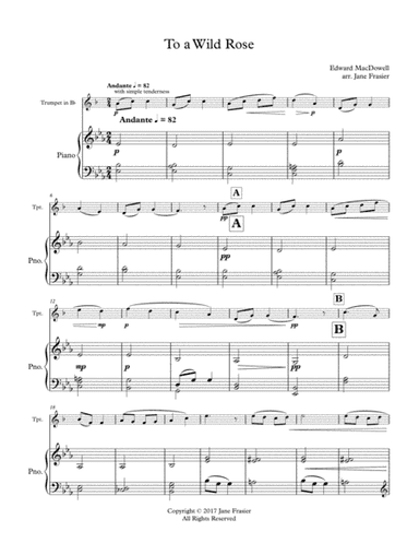 To a Wild Rose (arr. Jane Frasier)
