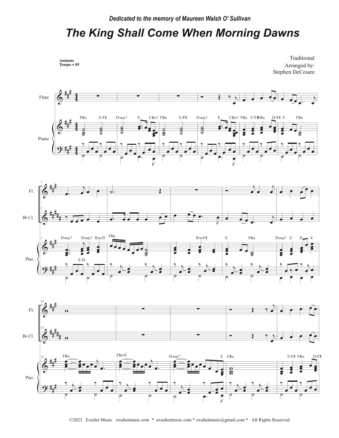 The King Shall Come When Morning Dawns (Duet for Flute and Bb-Clarinet) (arr. Stephen DeCesare)