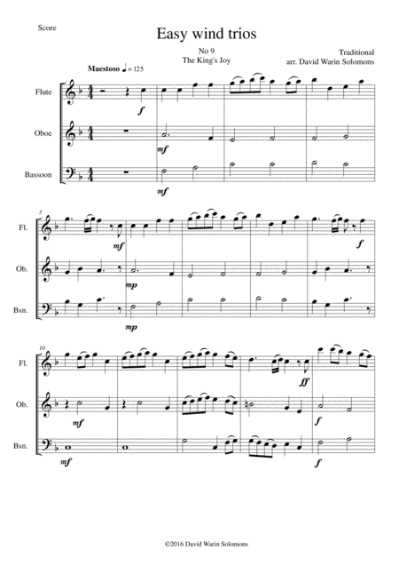 The King's Joy for wind trio (flute, oboe, bassoon) (arr. David Warin Solomons)