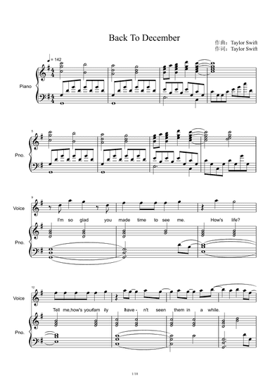 Back To December (arr. Taylor Swift)