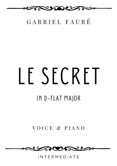 Fauré - Le Secret in D-flat Major - Intermediate (arr. Piacere Music Sheets)
