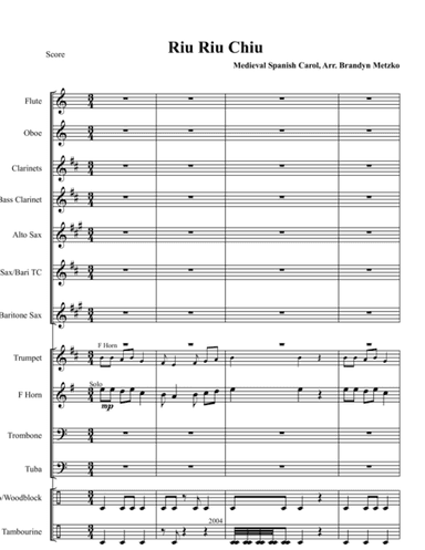 Riu Riu Chiu for Concert Band (arr. Brandyn Metzko)