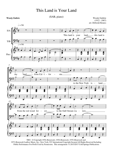 This Land Is Your Land (arr. Deborah Krauss)