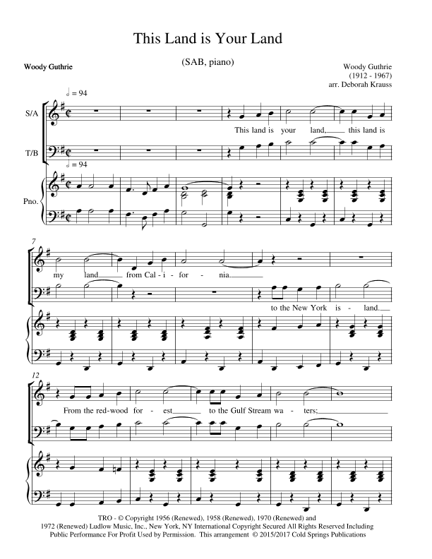 This Land Is Your Land (arr. Deborah Krauss)