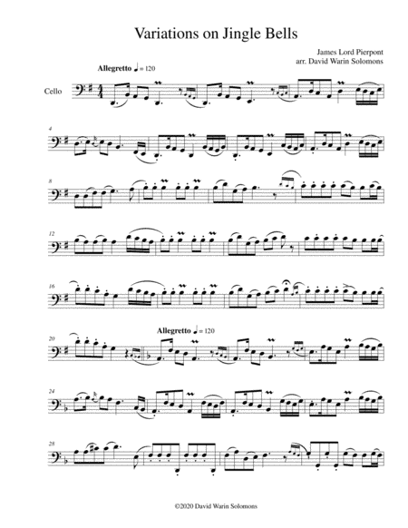 Variations on Jingle Bells for solo cello (arr. David Warin Solomons)