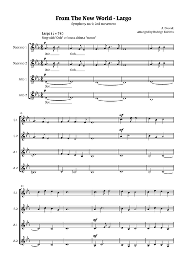 Largo (2nd movement of the Symphony no. 9 'From The New World') (arr. Rodrigo Faleiros)