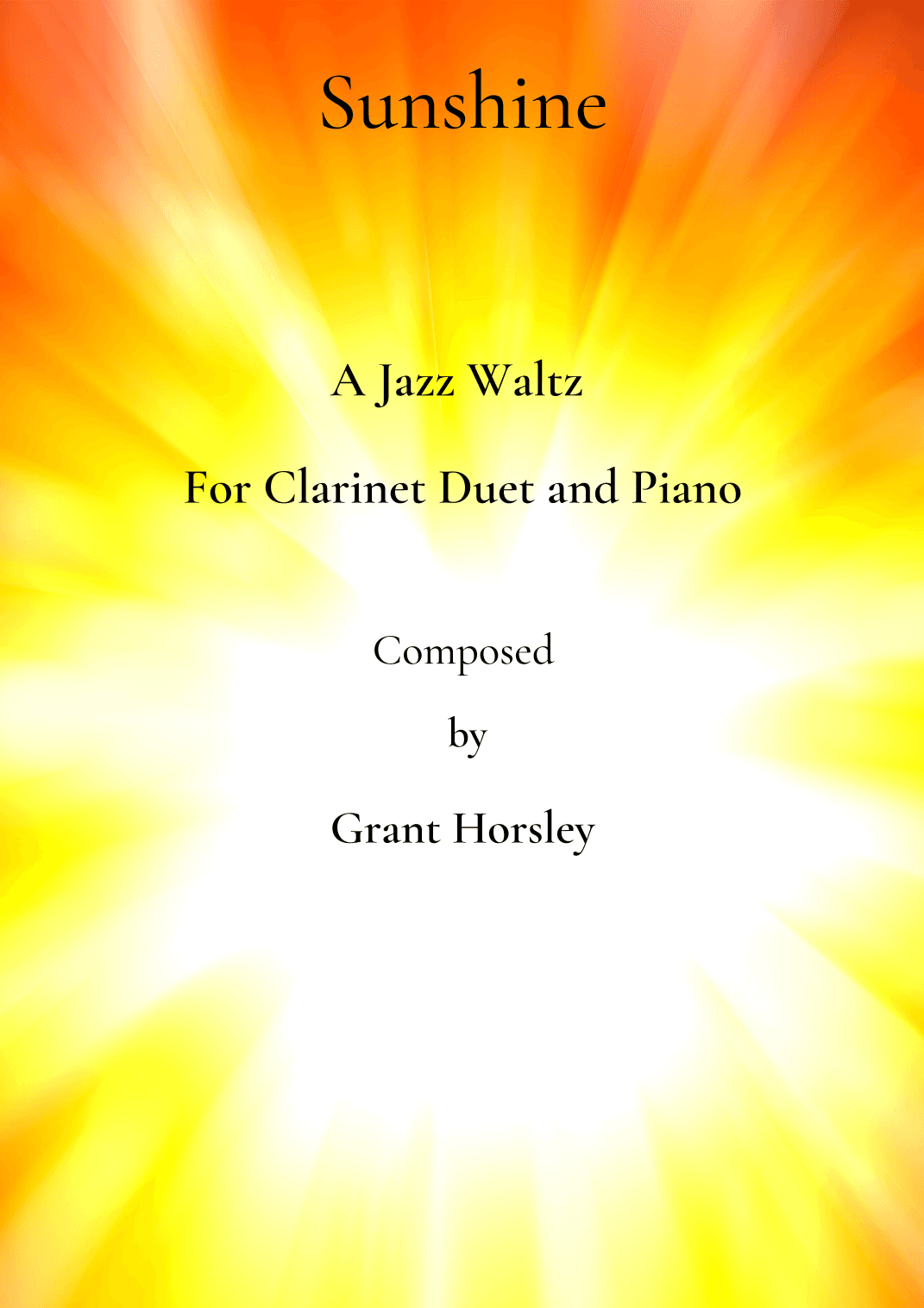 Sunshine A Jazz Waltz for Clarinet Duet and Piano- Intermediate