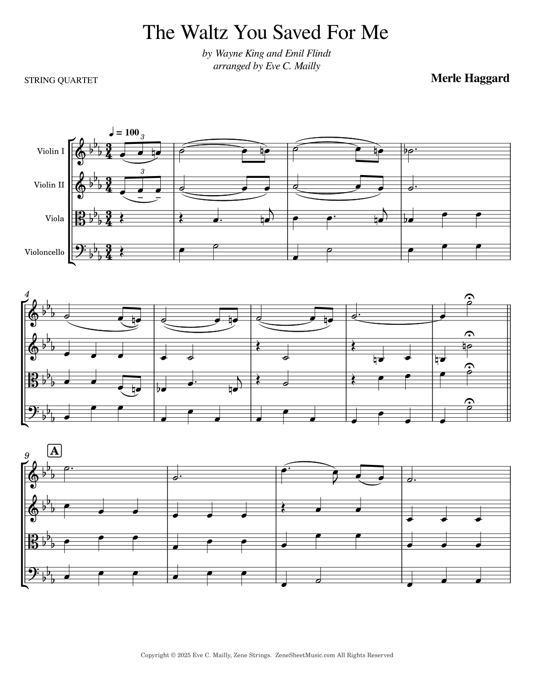 The Waltz You Saved For Me (String Quartet) (arr. Eve C. Mailly - Zene Strings)