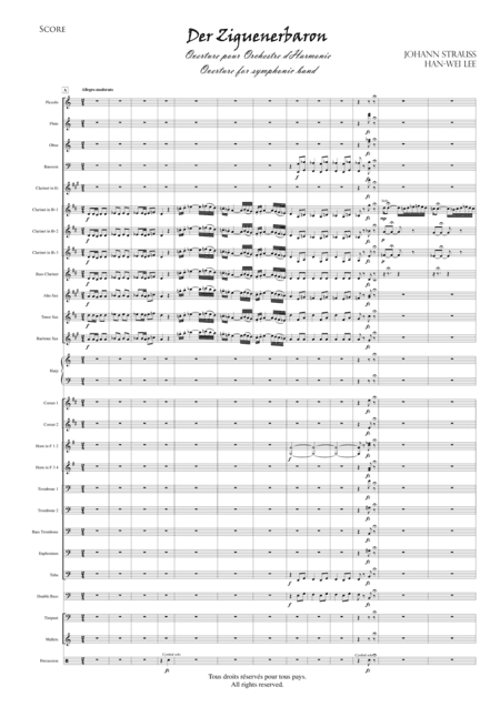 Overture from the opera Der Zigeunerbaron, arraged for Symphonic band (score) (arr. Han-Wei Lee)