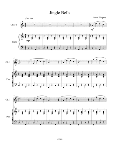 Jingle Bells (solo oboe) with optional piano accompaniment (arr. B C Dockery)