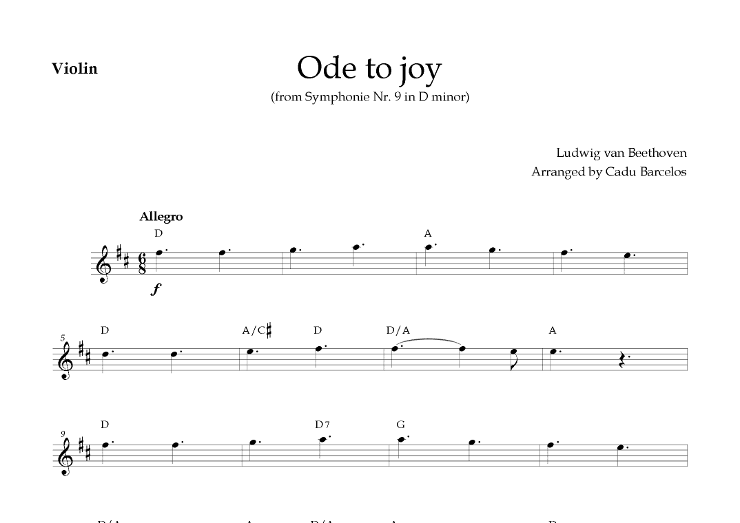 Ode to joy - Beethoven Violin Chords (arr. Cadu Barcelos)