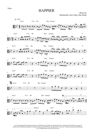 Happier (arr. The Sheet Music Library)