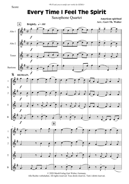 Every Time I Feel The Spirit (arr. Gert Th. Walter)