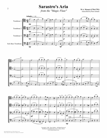 Sarastro’s Aria from "The Magic Flute" for Trombone Quartet (arr. Schultz, Russ)