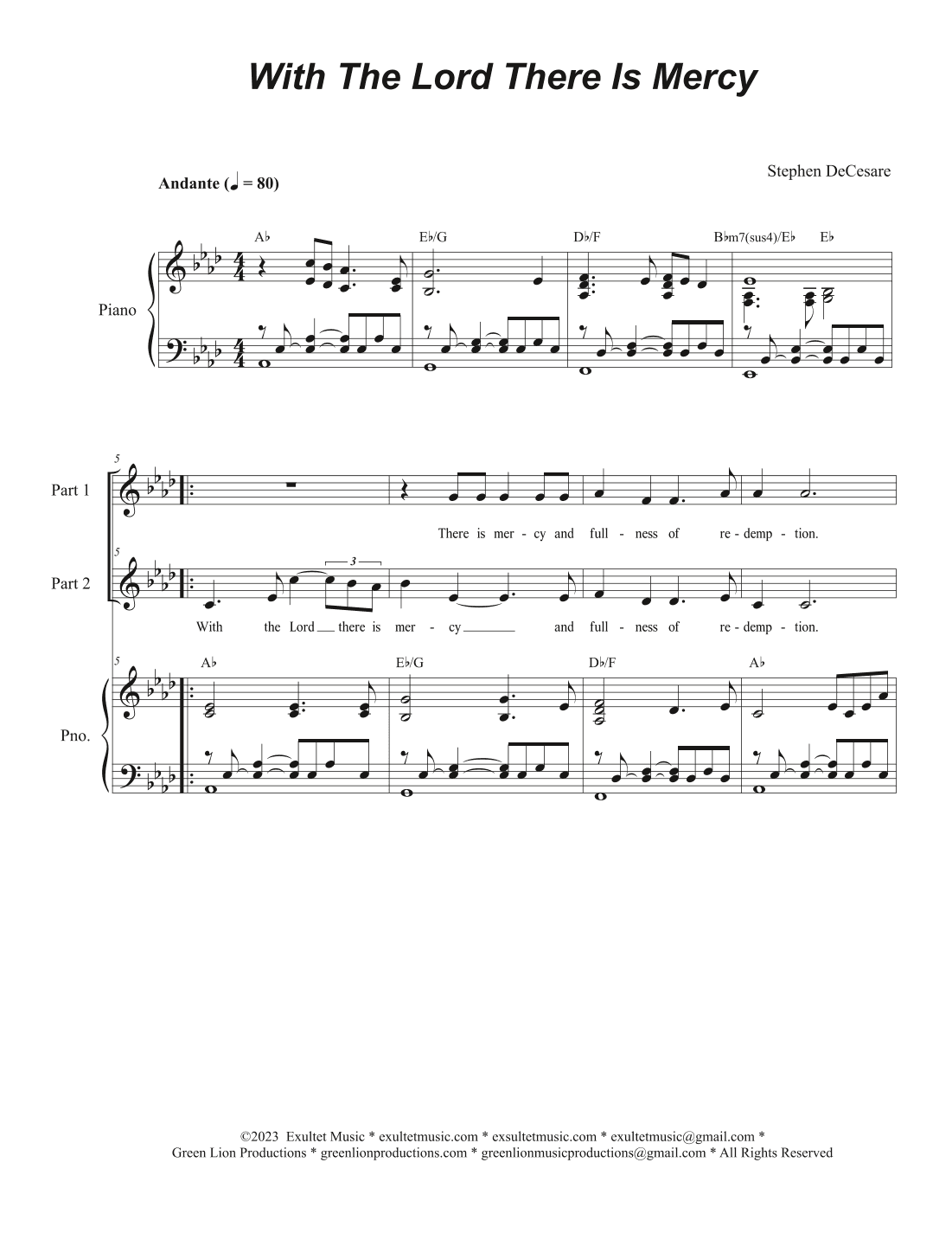 With The Lord There Is Mercy (2-part choir)