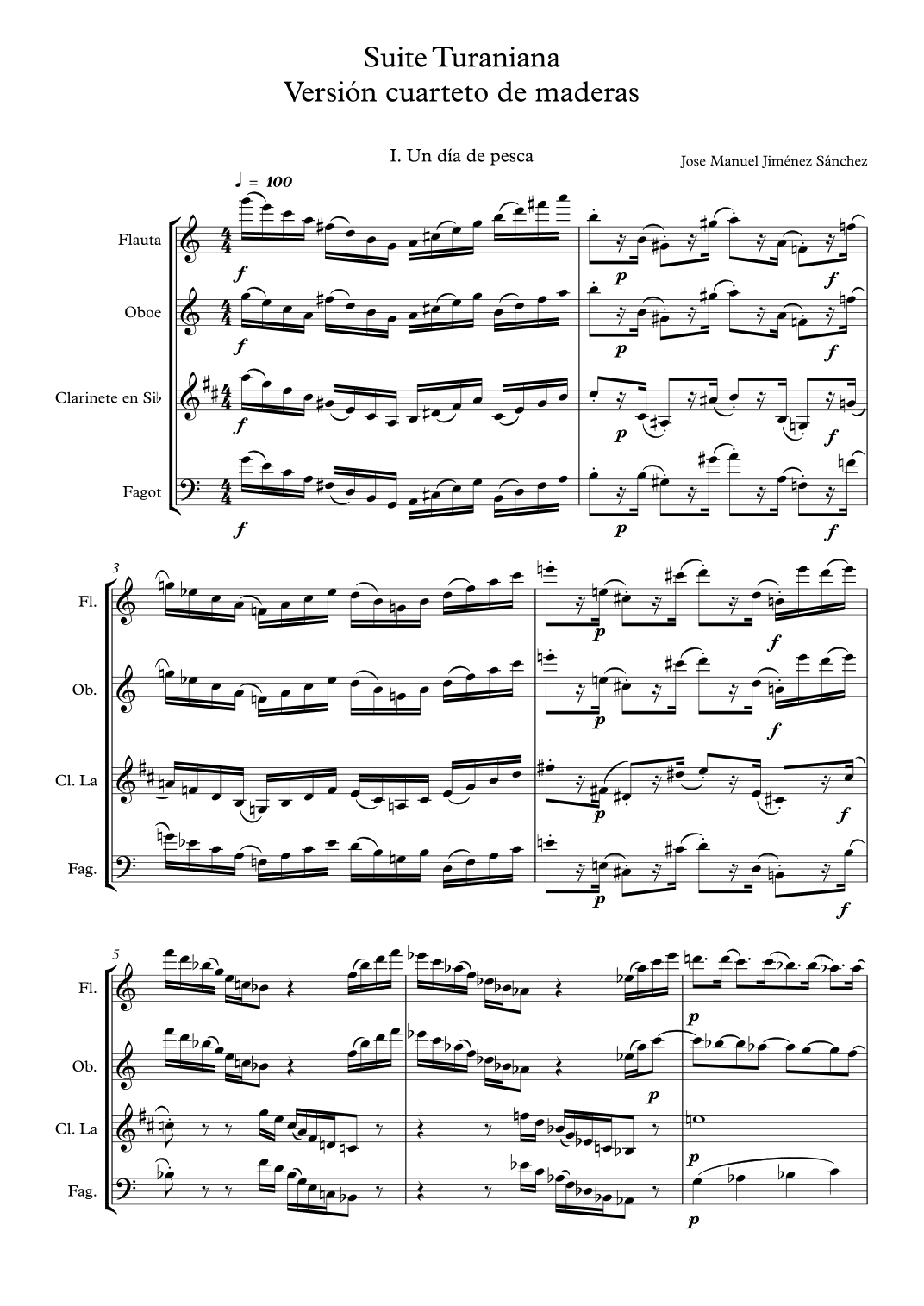 SUITE TURANIANA, para cuarteto de maderas