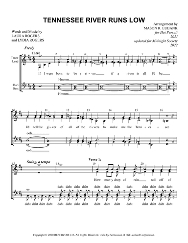Tennessee River Runs Low (arr. Mason R. Eubank)