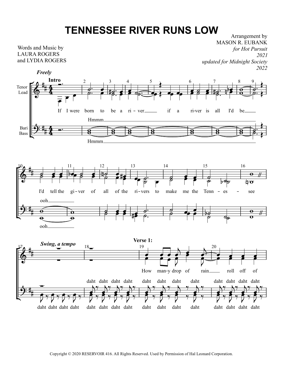 Tennessee River Runs Low (arr. Mason R. Eubank)