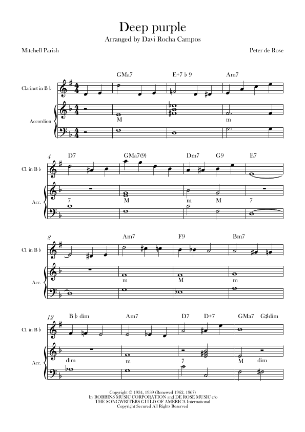 Deep Purple (arr. Davi Rocha Campos)