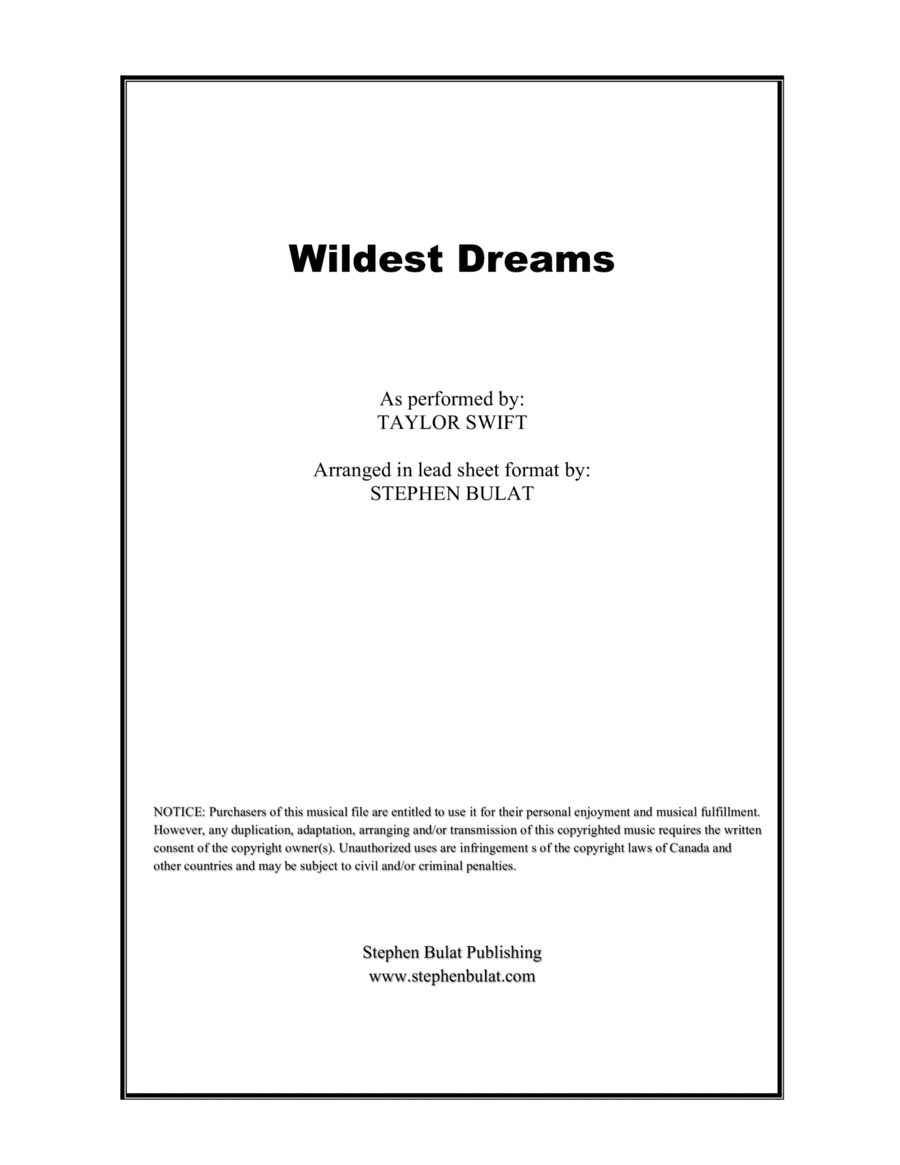Wildest Dreams (arr. Stephen Bulat)