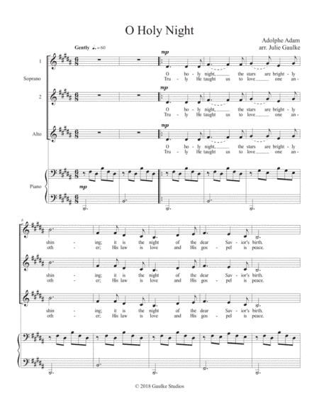O Holy Night for SSA and piano (arr. Julie Gaulke)