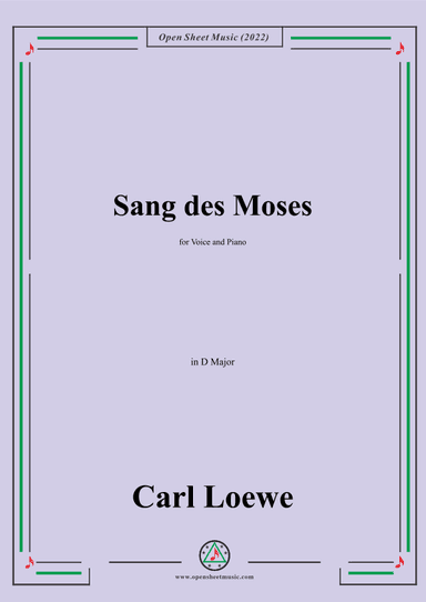 Loewe-Sang des Moses,in D Major,for Voice and Piano (arr. OSM Press)