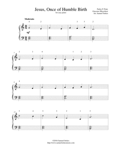 Jesus, Once of Humble Birth - for easy piano (arr. Samuel Stokes)