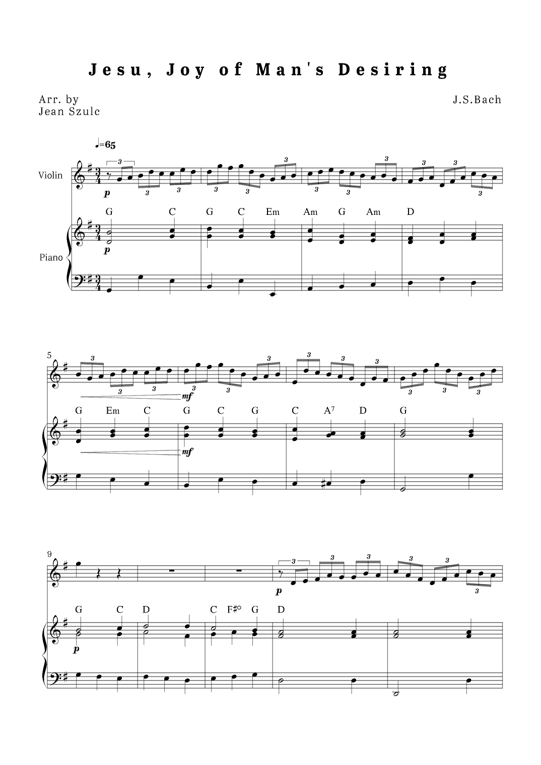 Jesu, Joy of Man's Desiring (arr. Jean Szulc)