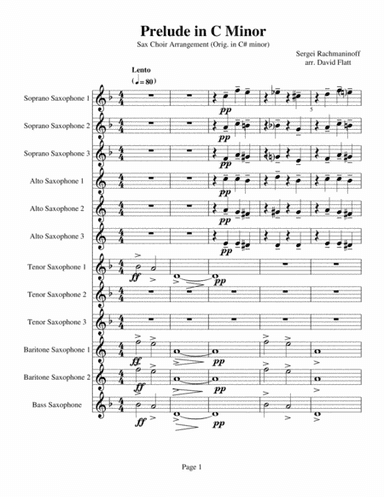 Saxophone Festival Series Rachmaninoff's prelude in C minor for Sax Choir (original in C# minor) (arr. David Flatt)