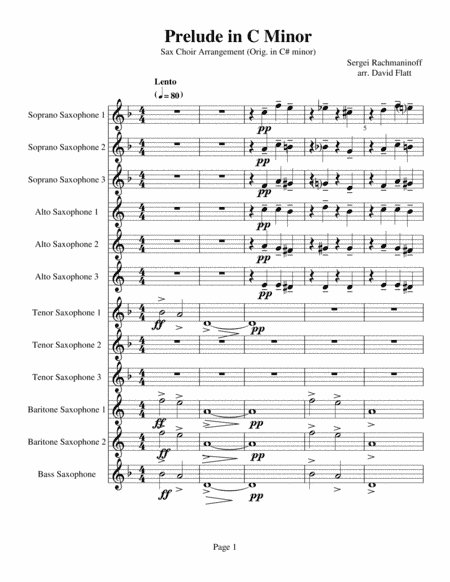 Saxophone Festival Series Rachmaninoff's prelude in C minor for Sax Choir (original in C# minor) (arr. David Flatt)