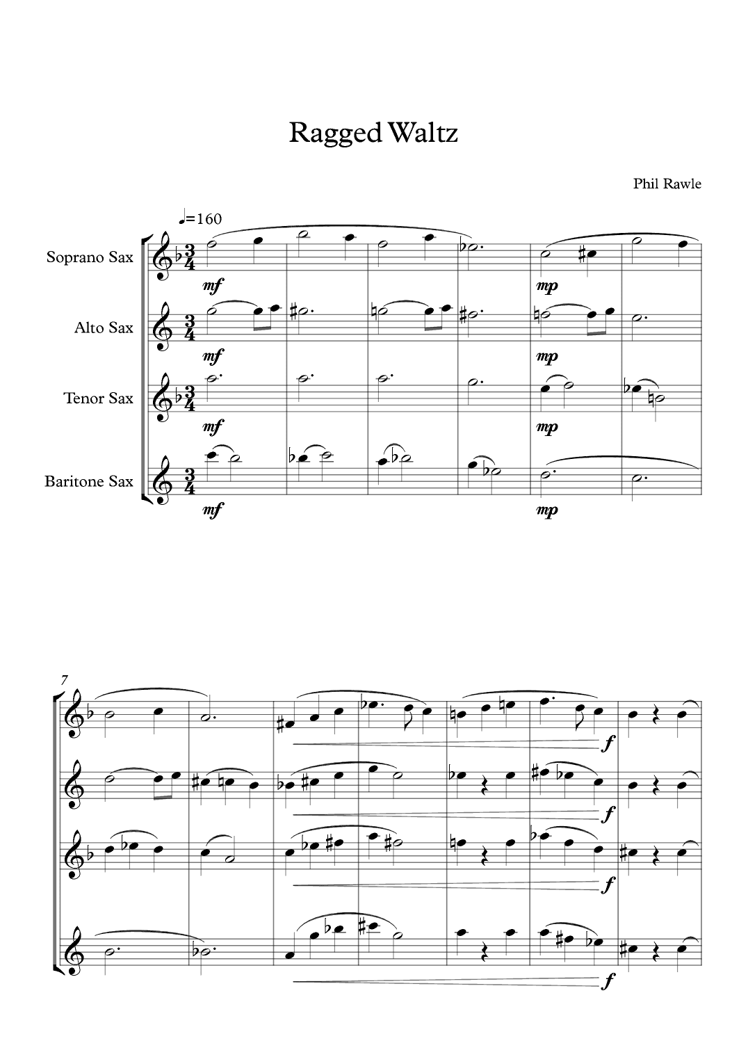 Ragged Waltz - Saxophone Quartet