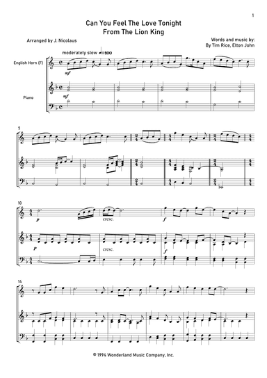 Can You Feel The Love Tonight (arr. John Nicolaus)
